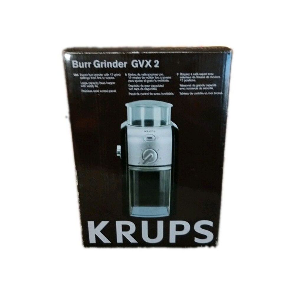 Krups GVX 2 Expert Burr Grinder Electric Coffee Mill Stainless Steel Black GVX2